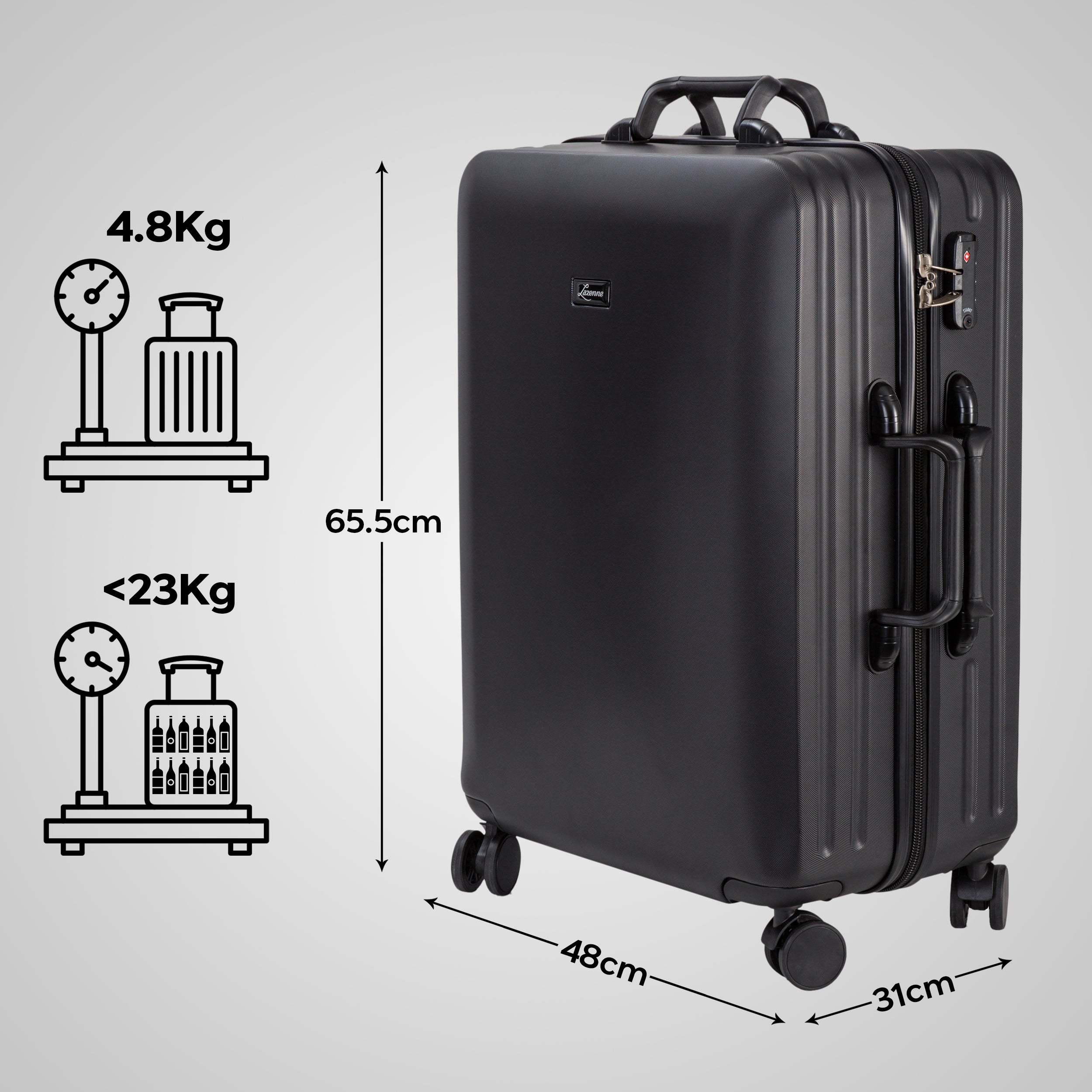 LAZENNE ELITE - WINE TRAVEL SUITCASE 12 BOTTLES WITH REMOVABLE INSERTS - TSA AIRLINE APPROVED, 10-YEARS WARRANTY