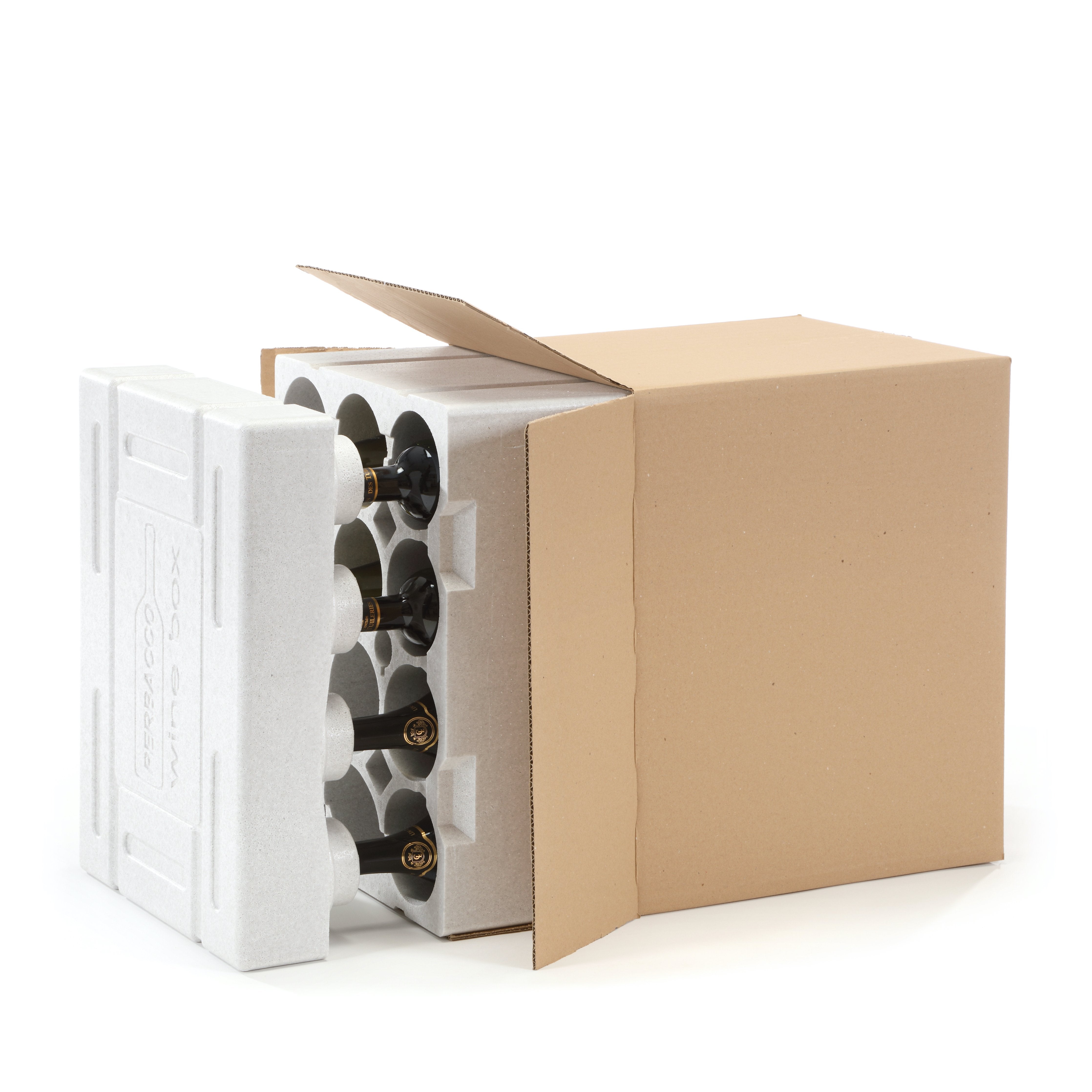 Pack of 2 - 12-Bottle Wine Box and Outer Cardboard For Shipping & Plane Transport