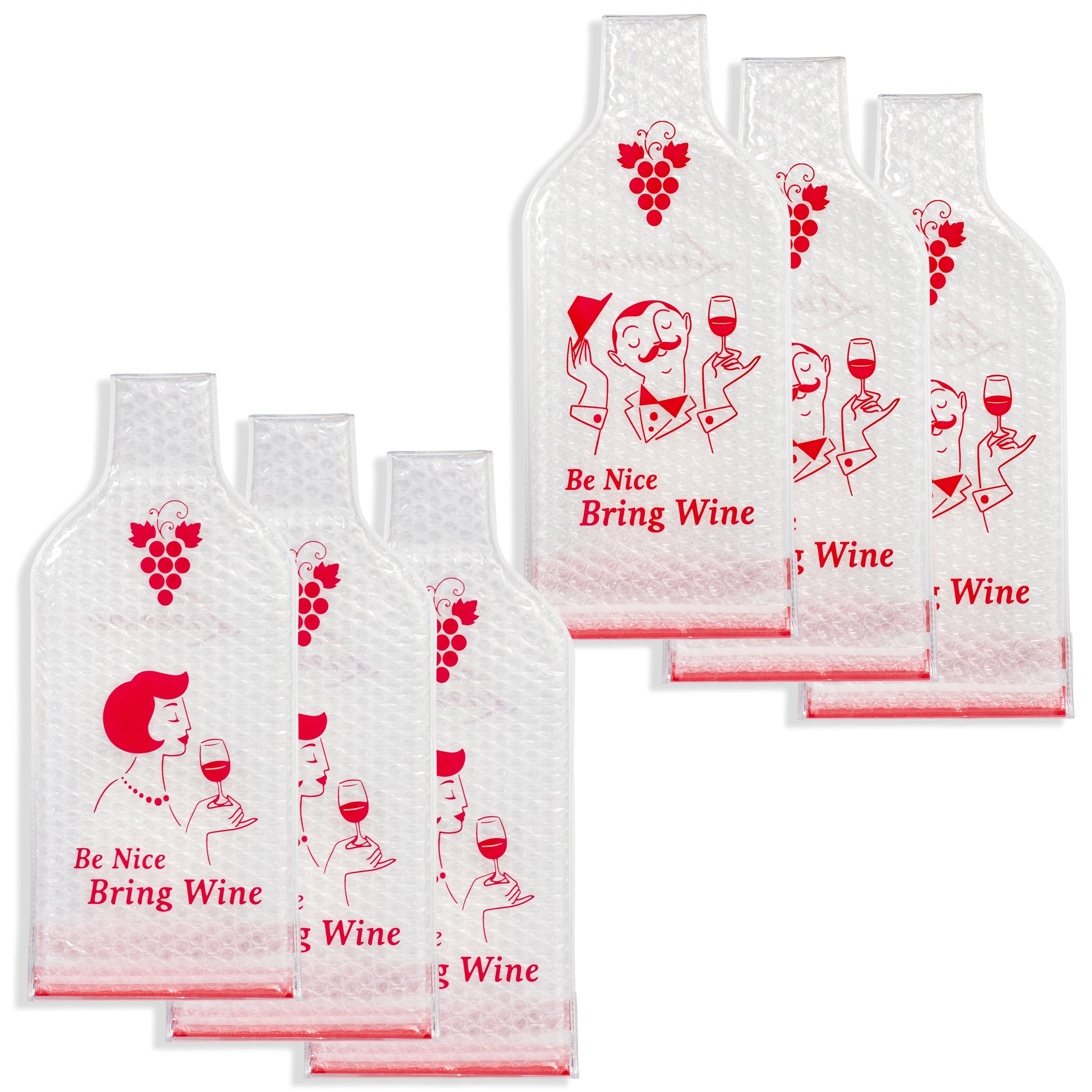 Lazenne Wine Cush per 1 bottiglia - Set da 6 pezzi - Custodia per borsa riutilizzabile per vino Tripla protezione